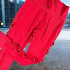 Buff Bunny Leggings Women XS Collection Red Lace‎ Up Athleisure Workout